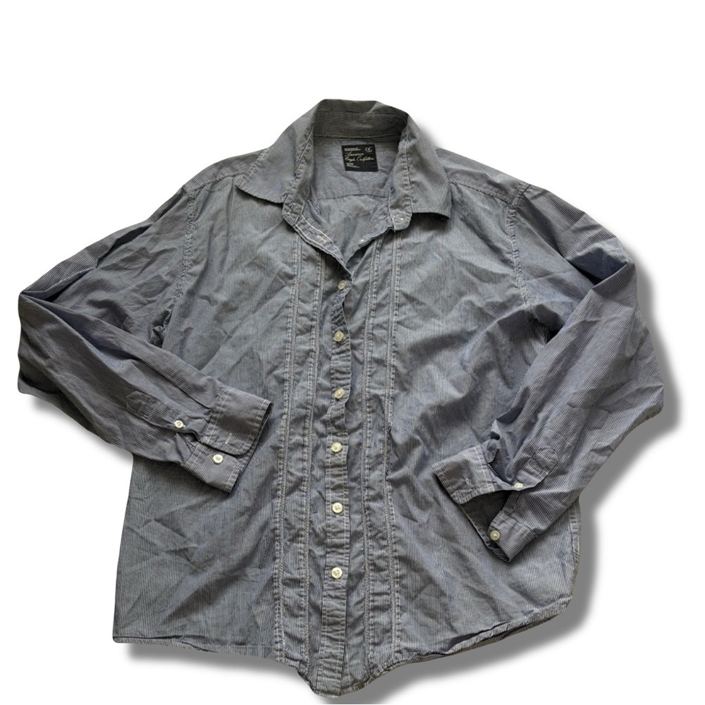 American Eagle Striped Button-Up Shirt – Size M | 100% Cotton | Coastal Casual |